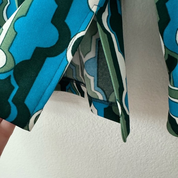 Vintage Neiman Marcus 70s Button Up Shirt Green Blue Polyester Size 10 / Medium - Picture 5 of 9